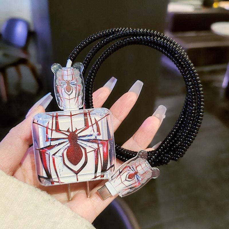 Spider Charger Data Cable Case For Apple Iphone 16 15 20W Charger Case Protection Cover Winding Kit Anti-Break Protective Rope