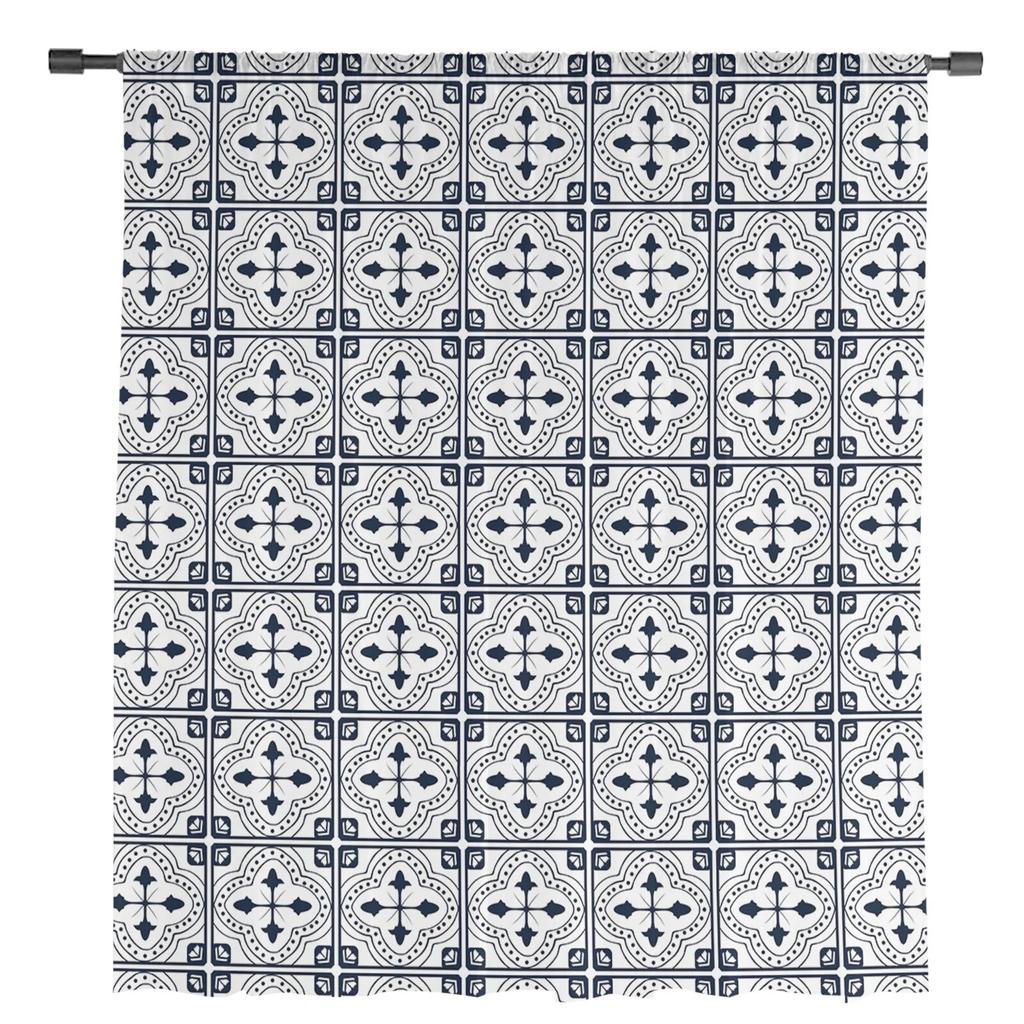 Retro Abstrakcyjne Przezroczyste Zasłony z Motywem Liści do Salonu Sypialni Pokoju Dziecięcego Tiulowe Dekoracje Okienne