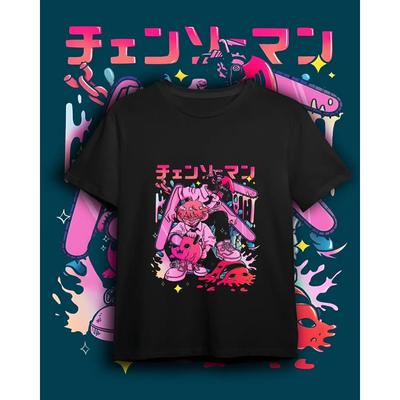 Sommer Japanischer Anime Chainsaw Man Grafikdruck T-Shirt Herren Damen Mode Lässig Rundhals Kurzarm Übergröße Unisex T-Shirt