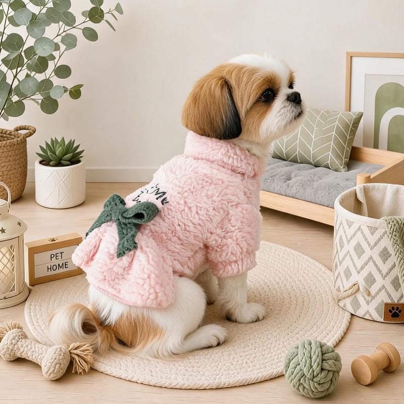 Pet Circle Dog Sweater Small Breed Puppies Soft Fleece Embroidered Letter Dress Pink