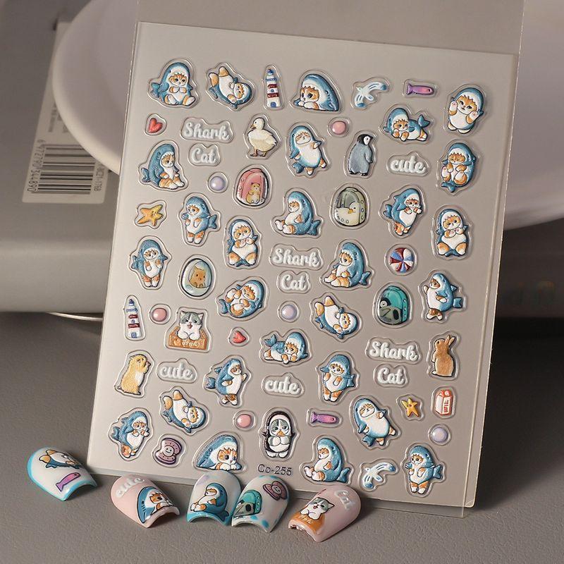 

Xiaohongshu Same Style Three-Dimensional Jelly Nail Sticker Cute Shark 5dins Style Cat Shark Nail Sticker Free 255 Default