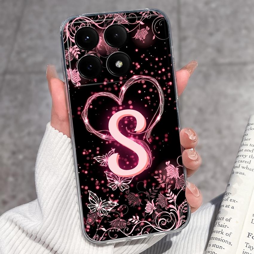 Casing For Redmi K70 K80 K60 K50 K40 K30 K20 Pro K70e K60e K90 Pro Max Phone Case Premium Letters Pattern Transparent TPU Back Cover For Redmi Housing