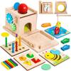 MIRAIMAX Montessori Wooden Toy with Coin Fishing Color and Shape Rotating Simulated Clock and Mirror Great Christmas or Birthday Gift for and Toddlers