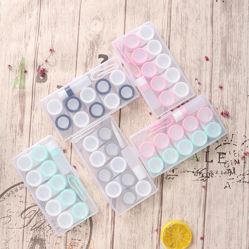 5 Pairs Contact Lens Case Cosmetic Contact Storage Box With Bottle And Tweezers