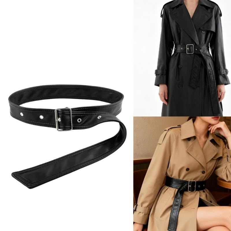 Fashion Black PU Belt Flexible Waist Strap With Secure Buckles Adults Teens Multi Size Comfortable Waist Belt