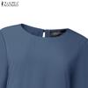 ZANZEA Damen Freizeit Rundhals Langarm Locker Muslimisches Kleid