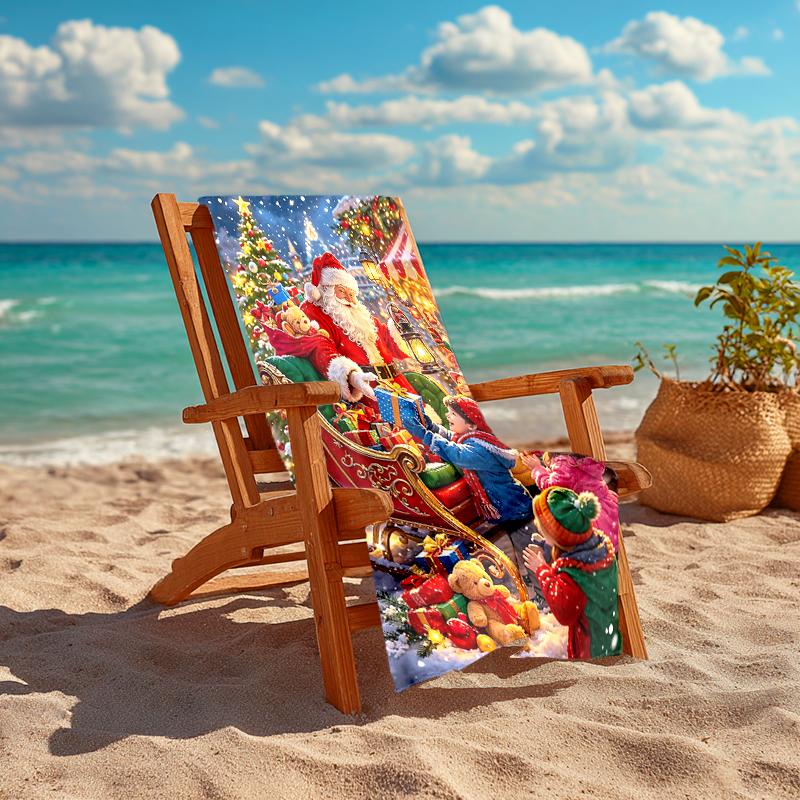 1Pc Santa Claus Christmas Market Beach Towel Quick Dry Multiuse For Beach Pool Gym Yoga Home Travel Christmas Halloween Xmas Gift S1155