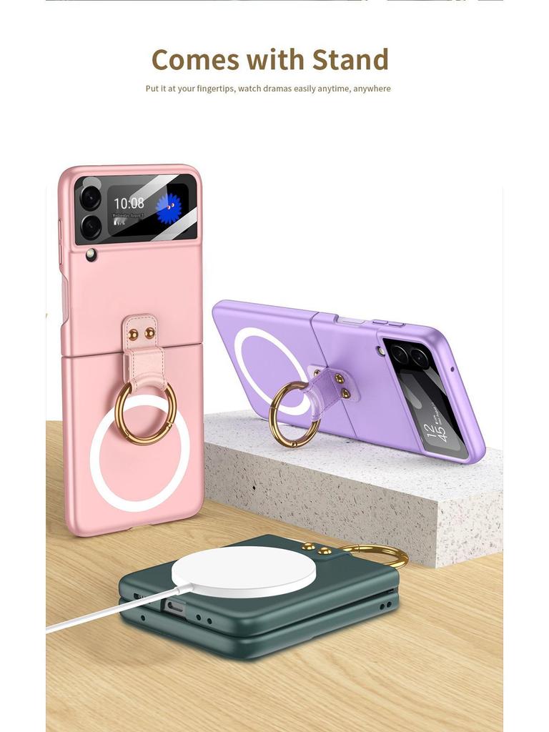 Samsung Z Flip4 Magnetic Ring Wireless Charging Phone Case - Ultra-thin, Foldable, Drop Protection Cover