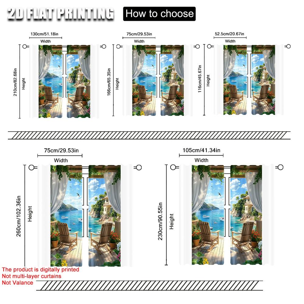 2pc    Window Treatment Curtains scenery Versatile Fabric  Without Electricity Festive Holiday Use for All Occasions decorate