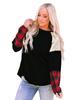 Azura Exchange Lantern Sleeve Plaid Sequin Pullover Sweatshirt