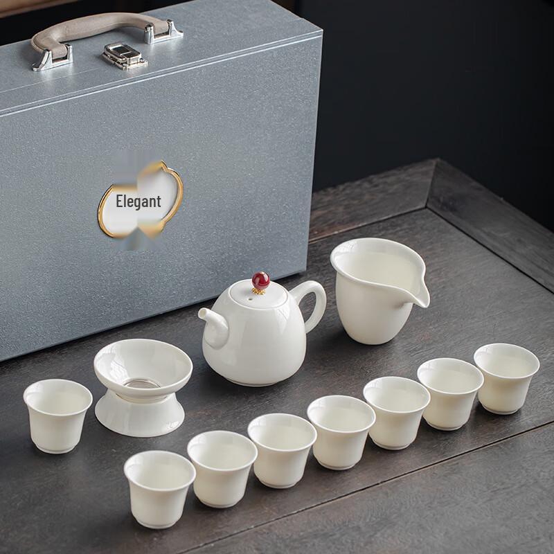 Jun Seventeen Dehua White Porcelain Kung Fu Tea Set