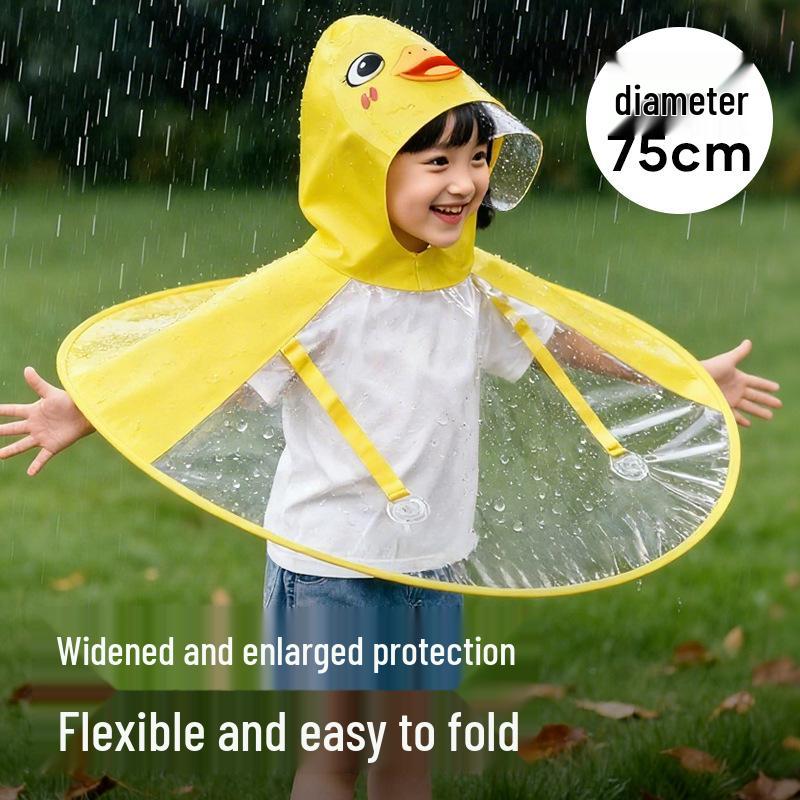 Mu Meng Little Yellow Duck Kids Raincoat and Waterproof Rain Boots with Umbrella Hat Set - INS Style for Babies and Toddlers.