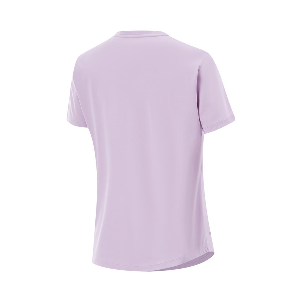 Li-Ning Comfortable Versatile Simple Solid Color Round Neck Short Sleeve T-Shirt Women Tops Twilight-Purple ATSV044-5