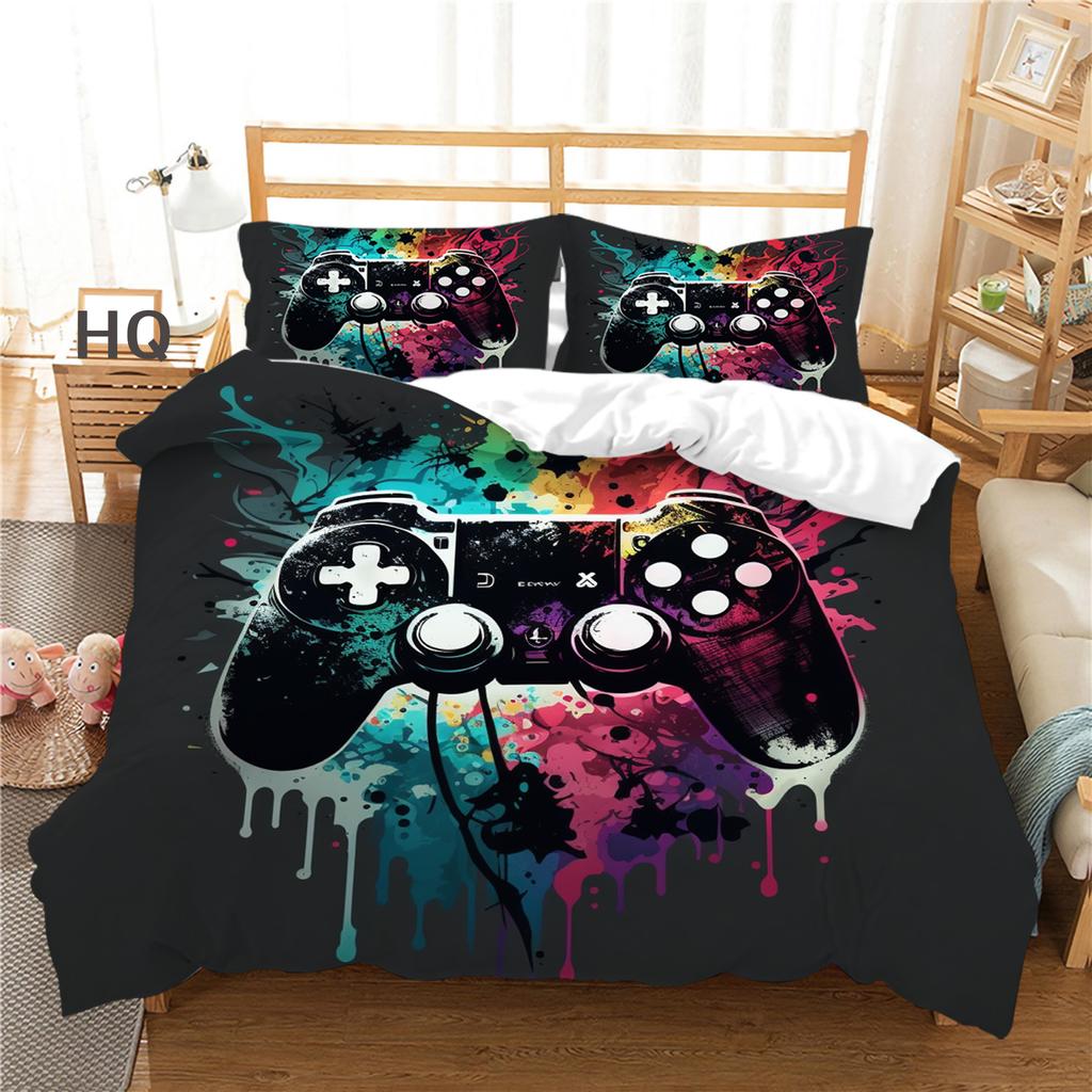 3D Player Bedding Game Handle Quilt Cover 2 or 3 Double Bed Single Bed Full-size Game Machine Printed Bedding Home Decoration