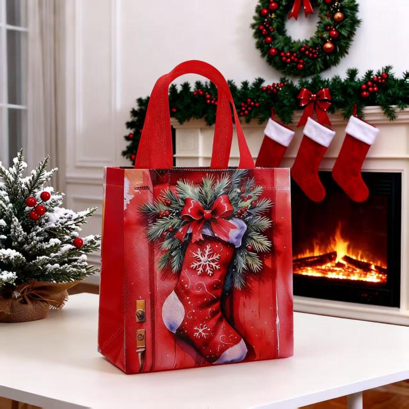 4Pcs Christmas Gift Bag Santa Non-Woven Bag Christmas Decorations For Home 2025 Xmas Navidad Noel Gifts  Year Packaging Bag