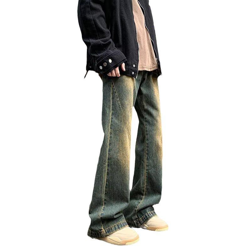 2024 Retro Amerikanische Heavy Wash Herren Wide-Leg Jeans