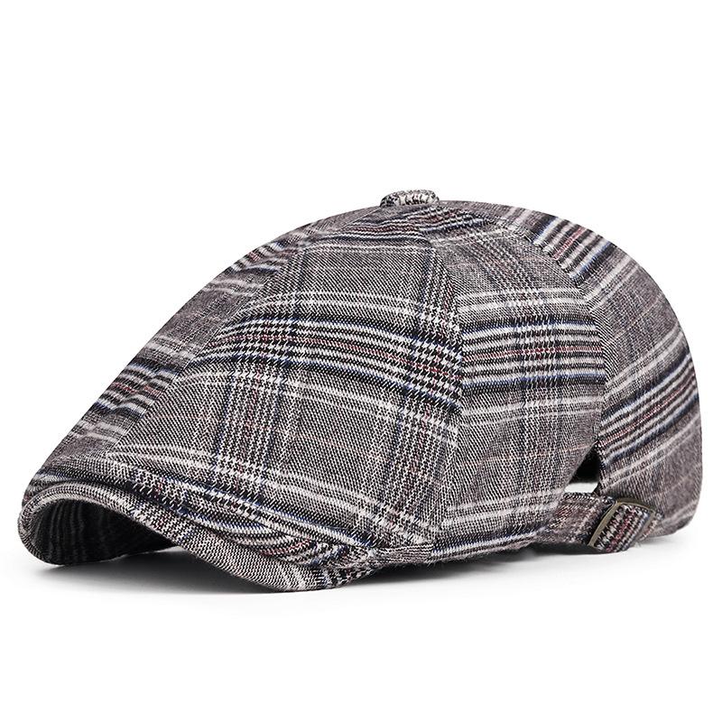 Four Seasons Baumwolle Streifendruck Schiebermützen Flache Schirmmütze Männer und Frauen Malermütze