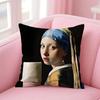 Mona-Lisa Wearing Pearls Girl Pillow Case Custom Printed Brushed Fleece Pillow, Baby Skin-Touch, Eco-Friendly Dye-Sublimation Cu