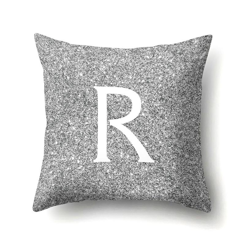 Polyester Pillowcase Home Decoration Gray Bottom Pillowcase 26 English Letter Cushion Cover