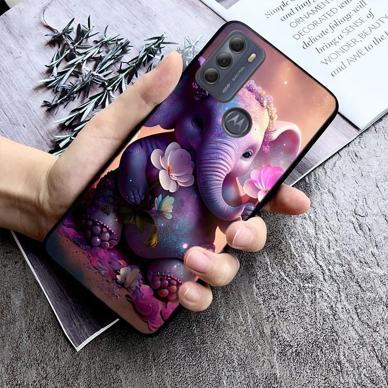 Cute Baby Elephants Phone Case For Moto G84 G23 G24 G31 G32 G41 G51 G52 G53 G54 G71 G82 G42 G62 G200 G Play G Stylus