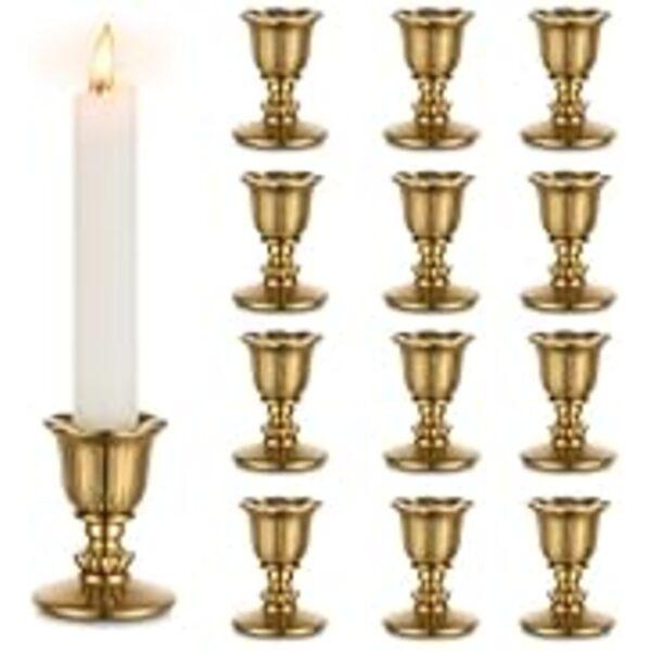 Romadedi Glass for Candlestick - 2 Pcs Clear Small Tapered Candle Holder Dec