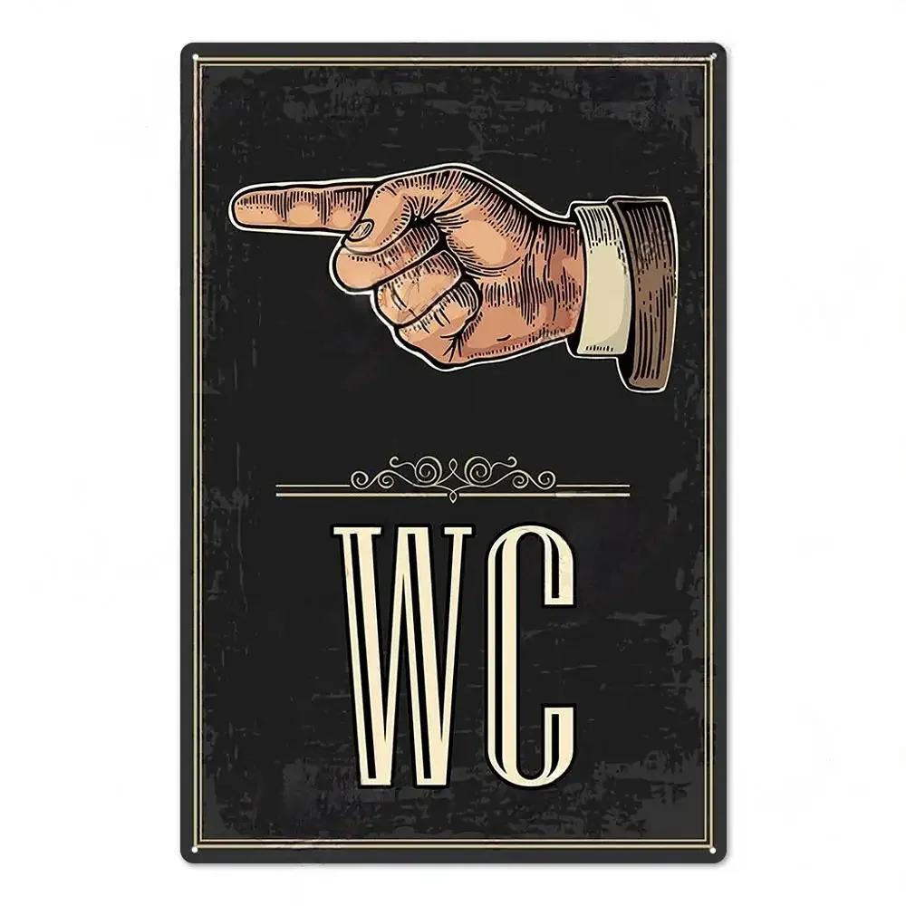 Vintage Toilet Sign Funny Metal Tin Sign Plaque WC Lavatory Toilettes Wall Art Bar Club Bathroom Restroom Toilet Wall Decoration