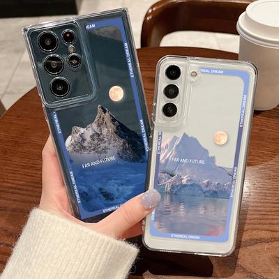 Per Samsung S25 S24 S22 Ultra Plus S23 S21 S20 Fe A55 A54 A53 A52 A35 A34 A33 A25 A15 A14 5g Snow Mountain Sunset Hill Custodia antiurto in silicone