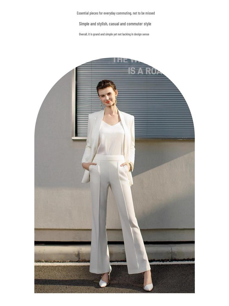 Women's High-End Formal White Suit with Micro-Flare Pants: Spring/Autumn Slim Fit