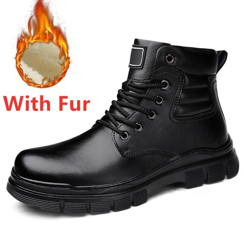 Luxury Brand Warm Platform Boots for Men Autumn Winter Cow Leather Men's High Top Shoes Fashion Male Ankle Boots Motocross Botas