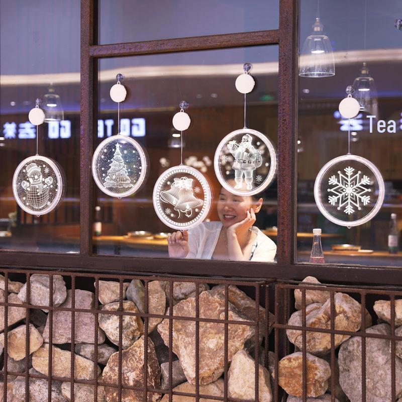 LED Neon Christmas Decoration Lights with 3D Letter Suction Cup, Acrylic Pendant, and Room Atmosphere Colored String Lights