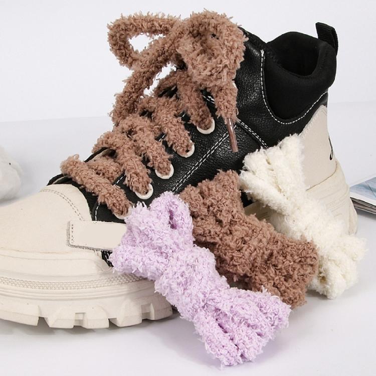Soft Plush Shoe Lace 120cm Long Polyester Shoelaces Replaceable Sneakers Lace for Adults Trainers Footwear Decoration