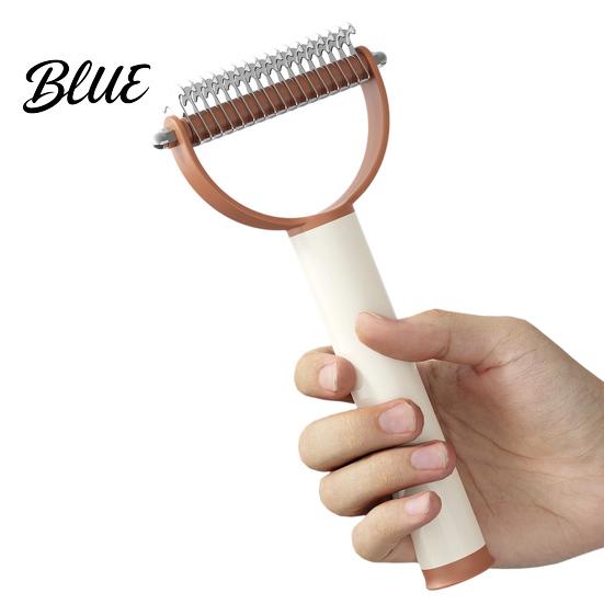 Dog Grooming Comb Pet Detangling Comb Dual-Sided Dematting Tool Safe Undercoat Rake Deshedding Tool Stainless Steel with Sticky Hair Remover