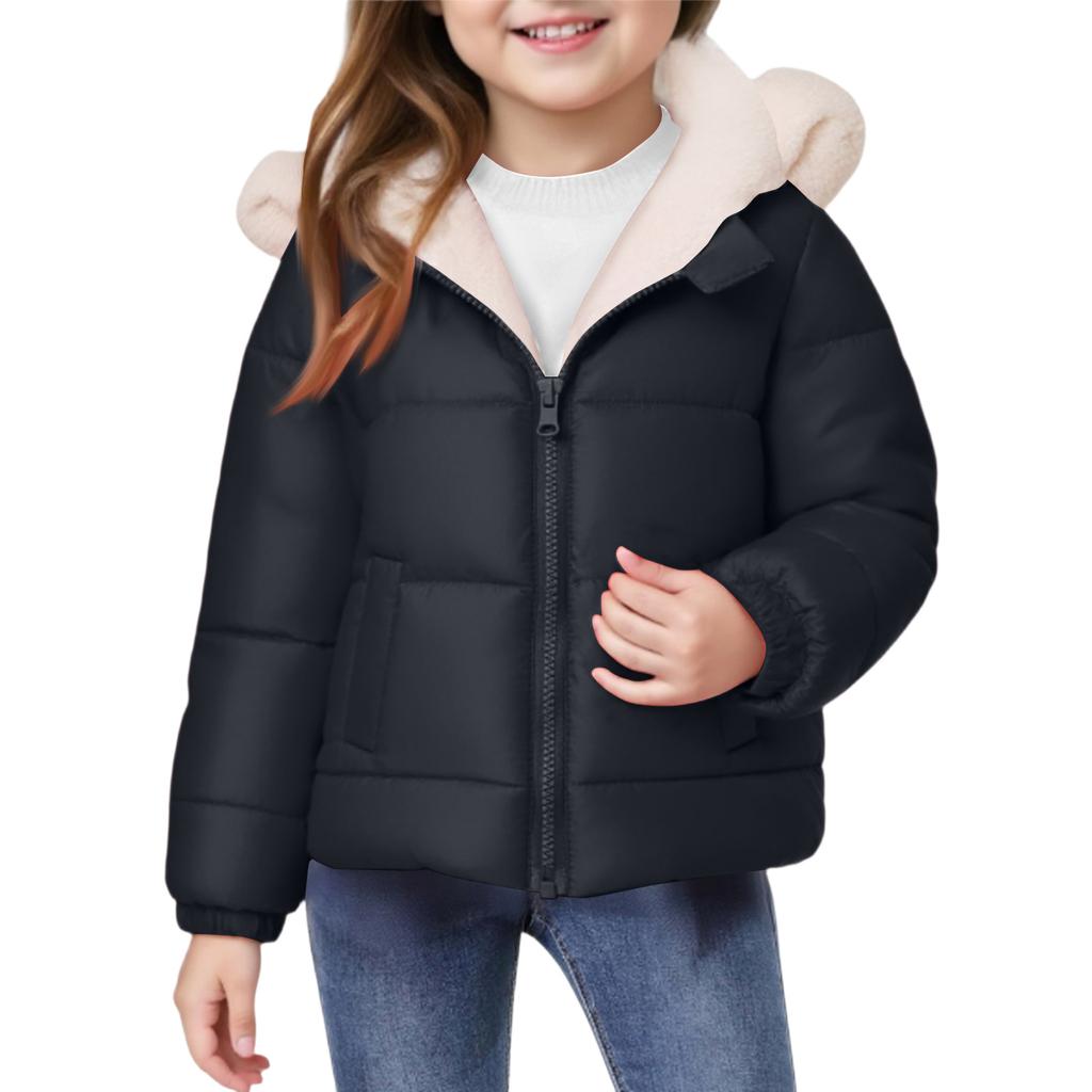 Kids' Ear Pocket Coat - Solid Color Short Cotton Jacket