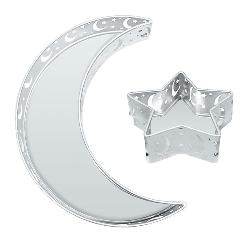 Ramadans Eids Mubarak Decorative Moon and Star Snacks Tray Dessert Tray for Table Decoration and Party Favor