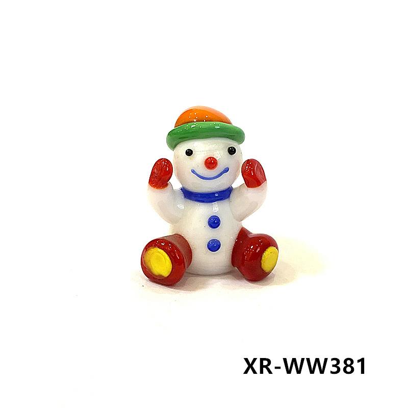 Handmade Mini Glass Snowman Doll Figurine Cute Home Desk Ornament Indoor Room Decor Collectible Holiday Christmas New Year Gift