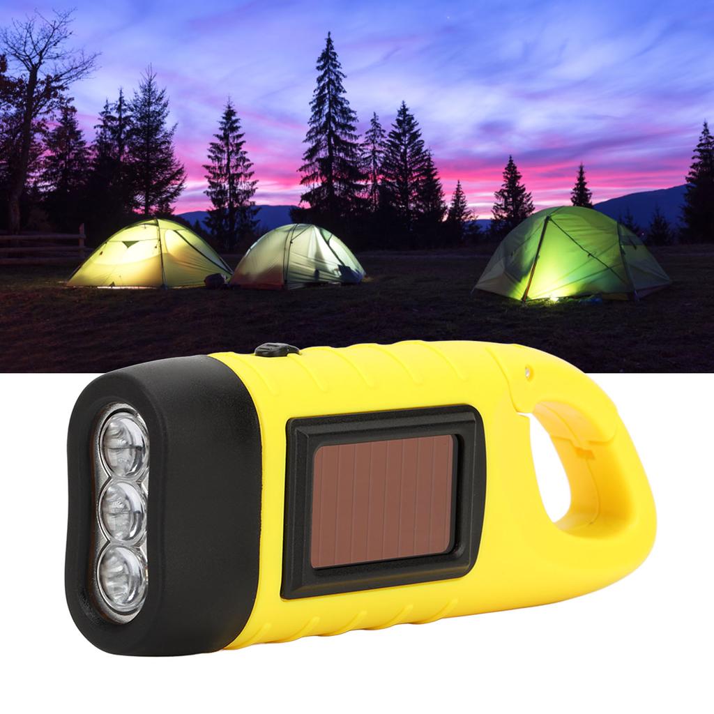 Hand Crank Solar Powered Flashlight Emergency Rechargeable LED Flashlight Self Powered Charging Torch Survival Gear