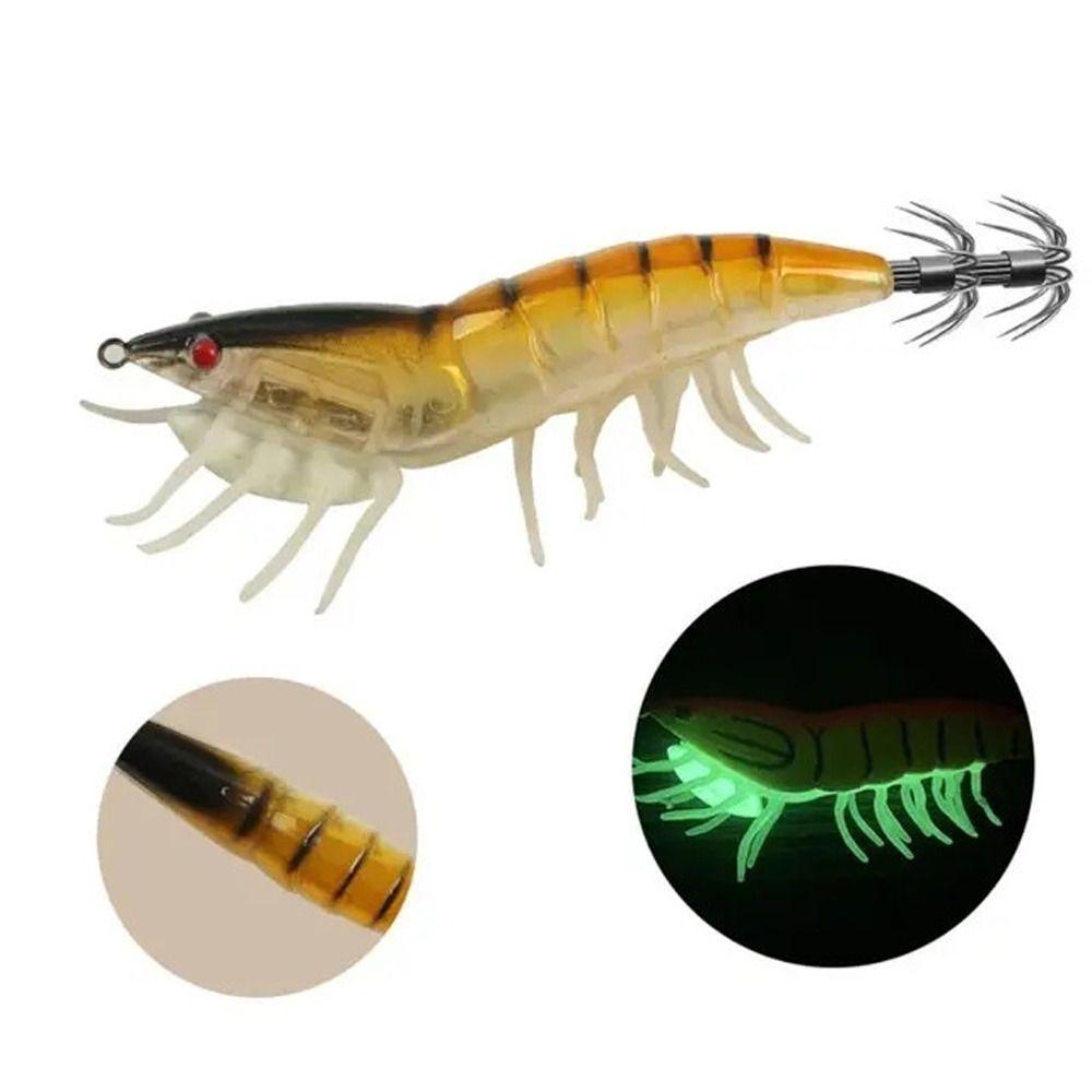 Fluorescent Squid Hook Soft-footed Artificial Squid Jig Cuttlefish Octopus Wood Shrimp  Sea Fishing