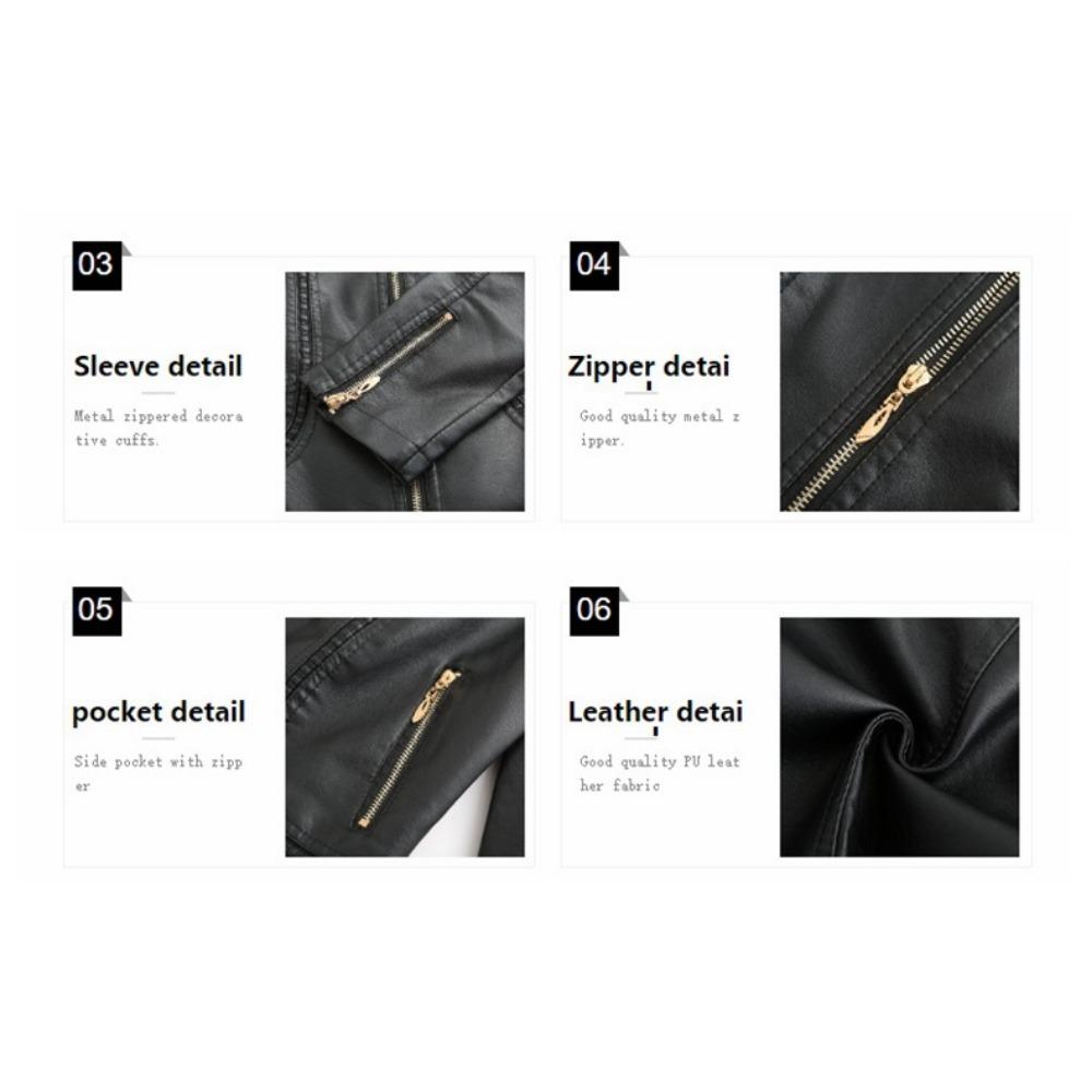 New Women's Leather Clothing Women's Elegant European and American Plus Size Collar PU Leather Women's Leather Jacket Women's Leather Jacket