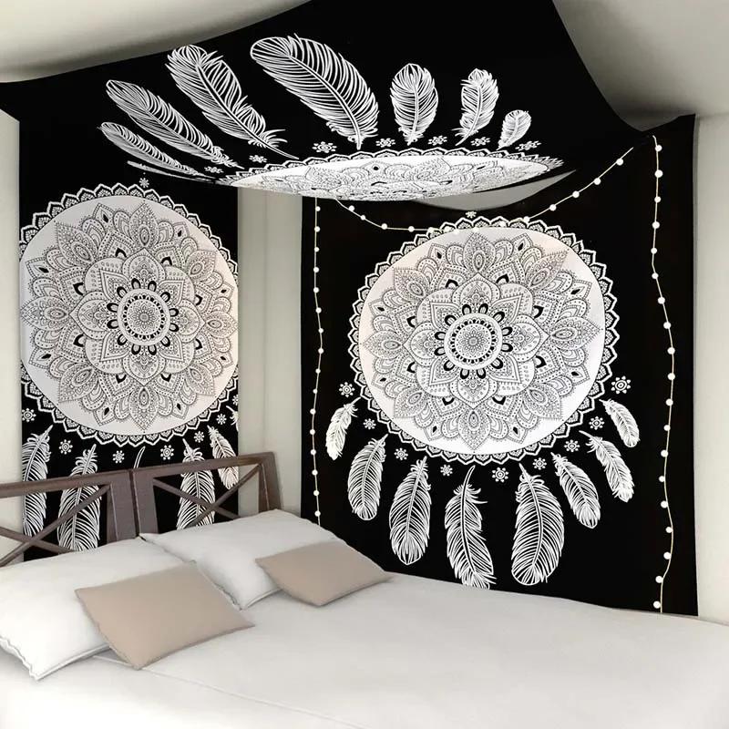 150cm Mandala Print Tapestry Wall Hanging Carpet Throw Yoga Beach Mat Blanket Large Sleeping Pad Wall Art Tapestry Decorations