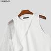 INCERUN Two Pieces Men Mesh Sheer Patchwork Sleeveless Tank Tops and Shorts Casual Sets