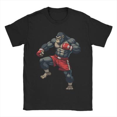 Muay Thai Gorilla Thai Boxing Cotton T-Shirt For Men Summer Classic T Shirts O-Neck Hipster Tees Big Size Hot Sale Clothes