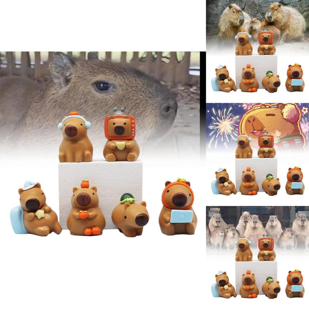 Adorable Capybara Figurine Cute Chubby Water Pig Creative Pvc Collectible Model Set