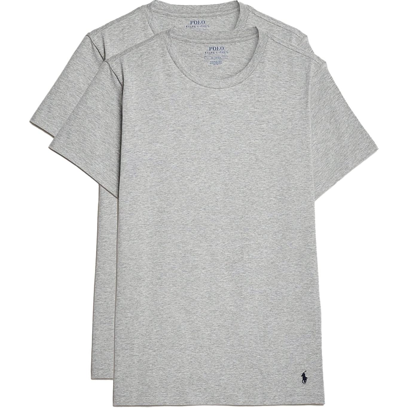 

Polo Ralph Lauren Однотонная футболка с рубчиком, с круглым вырезом и коротким рукавом, 2 штуки, мужские топы, серый 714835960-003 XL