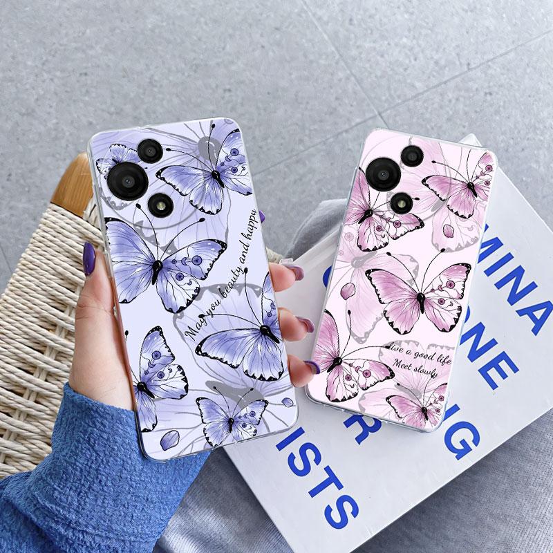 For TCL 60R 5G T519H 2025 Case Flower Marble Phone Case For TCL 60 SE 605 T517H Funda Transparent Soft Silicone Protect Cover