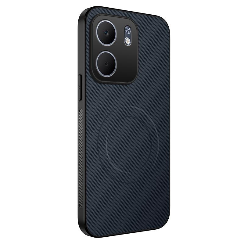 Carbon Fiber Texture Magnetic Case For OPPO A5X A5 2025 Magsafe Wireless Charging Matte Shockproof Soft Cover Bumper