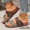 Large-Size Double-Buckle Platform Slippers – Summer New European & American Style Round Toe Birkenstock Style Slide Sandals for Women