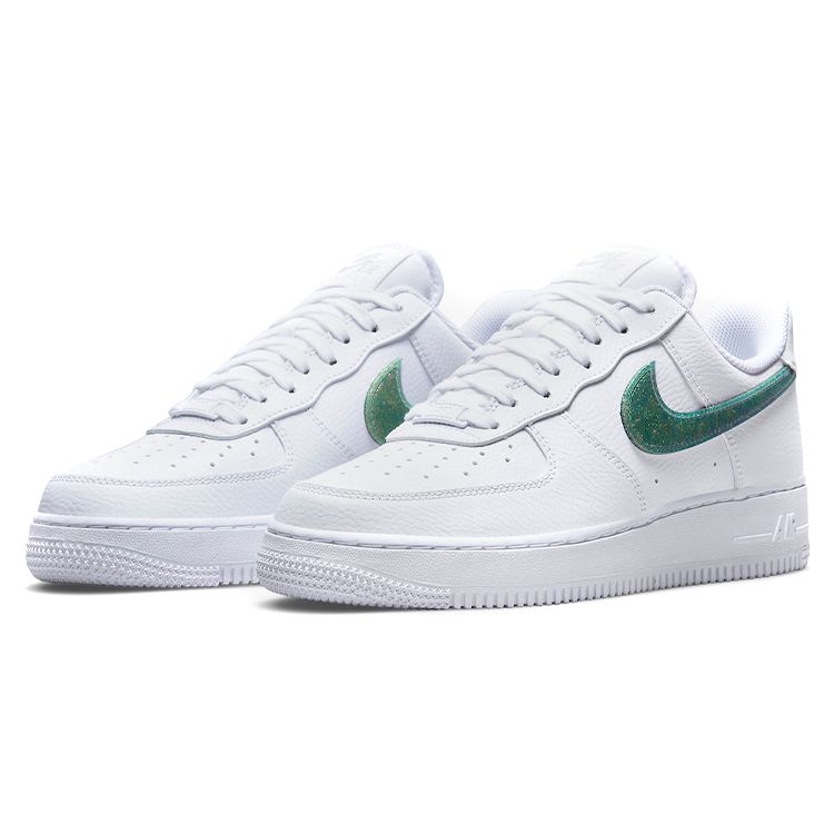 Nike  Air Force 1 Low Glitter Swoosh - Celery Women Sneakers White Grey-Fog Blackened-Blue DH4407-100