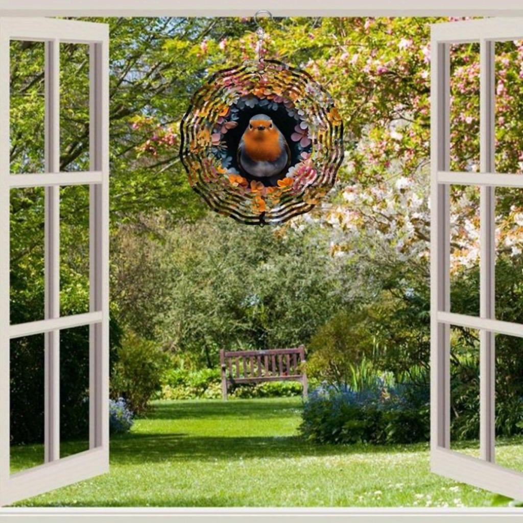 Large 2D Metal Robin Wind Spinner – Rotating Wind Chime, Kinetic Yard Art, Unlimited 360° Rotation, Durable Iron Construction