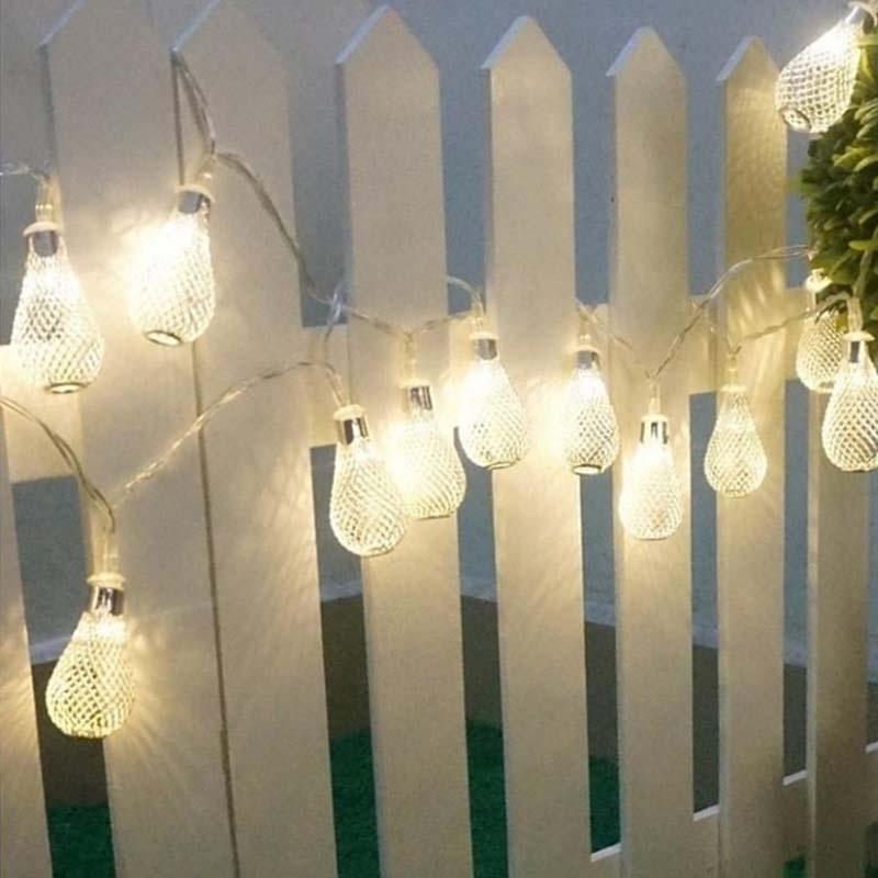 20led Battery Operation Led String Metal Drip String Lights Patio Wedding Party Christmas Light