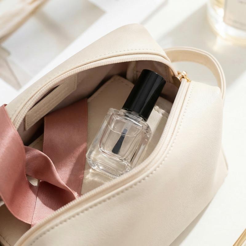 Empty Refillable Glass Nail Polish Bottles with Brush Cap Leakproof Transparent Containers for Custom DIY Use
